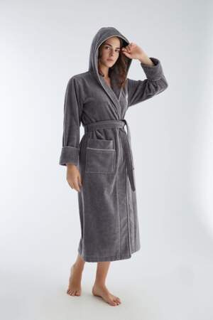 Махровый женский халат с капюшоном Nusa 4170 тёплый