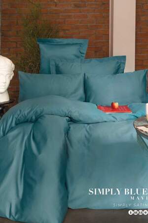 Полуторное постельное белье Сатин Issimo home Simply blue