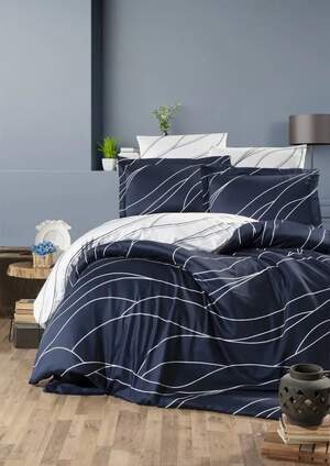 Семейное постельное белье из сатина First Choice Mesi Navy Blue
