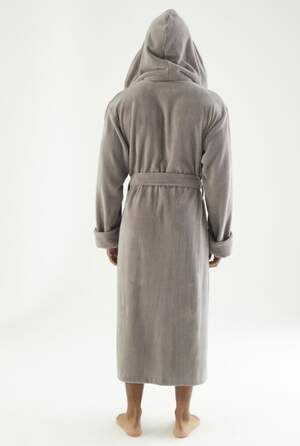 Чоловічий махровий халат з капюшоном довгий Nusa 7230 Taupe