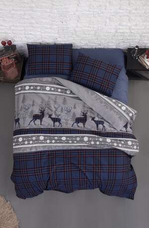 Фланелевое постельное белье First Choice HAPPYNESS Navy Blue