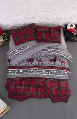 Фланелевое постельное белье First Choice HAPPYNESS Red