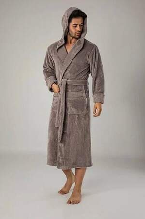 Махровий халат чоловічий довгий з капюшоном Nusa 2805
