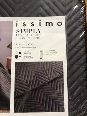 Покривало на ліжко з наволочками Issimo home Simply Antrasit