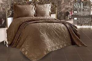 Жаккардное покрывало на кровать Alara kahve 240х260 Жаккардное покрывало на кровать Alara kahve 240х260