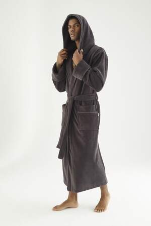Чоловічий махровий халат з капюшоном довгий Nusa 7230