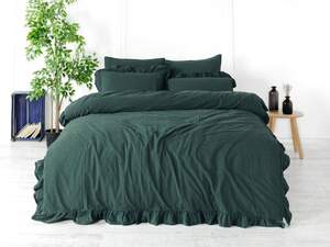 Полуторное постельное белье хлопок LIMASSO Dark Green