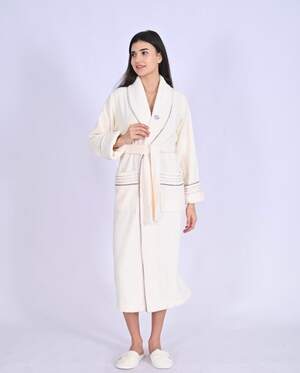 Жіночий довгий махровий халат Nusa 4335 з тапочками