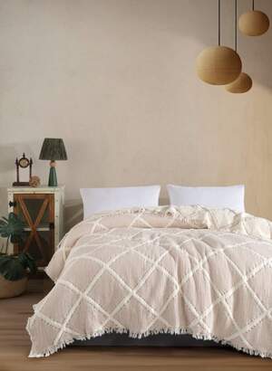 Муслиновое покрывало на кровать Moss Ivory Muslin 230х250 Муслиновое покрывало на кровать Moss Ivory Muslin 230х250