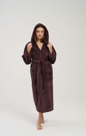 Махровый женский халат с капюшоном Nusa 4343