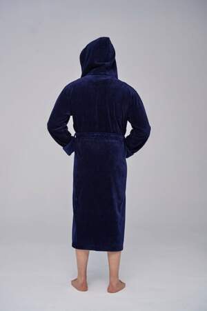 Мужской махровый халат с капюшоном длинный Nusa 2807