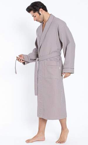 Мужской вафельный длинный халат Nusa 22655