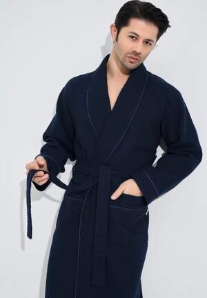 Мужской вафельный длинный халат Nusa 22655