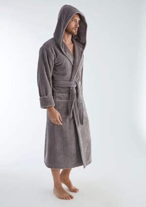 Мужской махровый халат с капюшоном длинный Nusa 1335