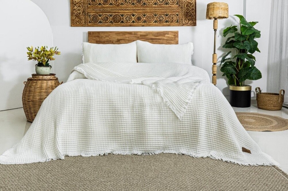 Вафельное покрывало на кровать Saheser Norah 240х260 Вафельное покрывало на кровать Saheser Norah 240х260