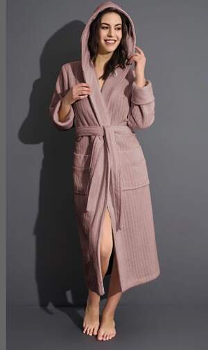 Махровый халат длинный женский Nusa 4275