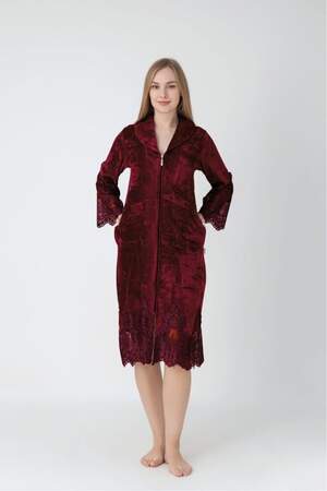 Велюровый халат на молнии женский Nusa 0587