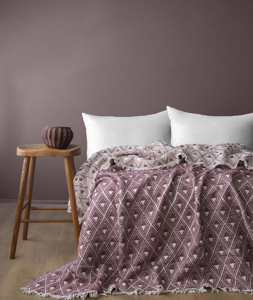 Покривало на ліжко муслінове Issimo home Levone Burgundy Покривало на ліжко муслінове Issimo home Levone Burgundy