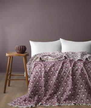 Покривало на ліжко муслінове Issimo home Levone Burgundy