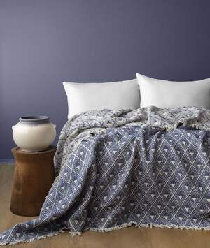 Покривало на ліжко муслінове Issimo home Levone Blue